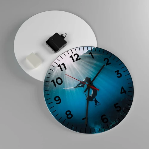 Wall clock - Clock on glass - Underwater dance - 30x30 cm