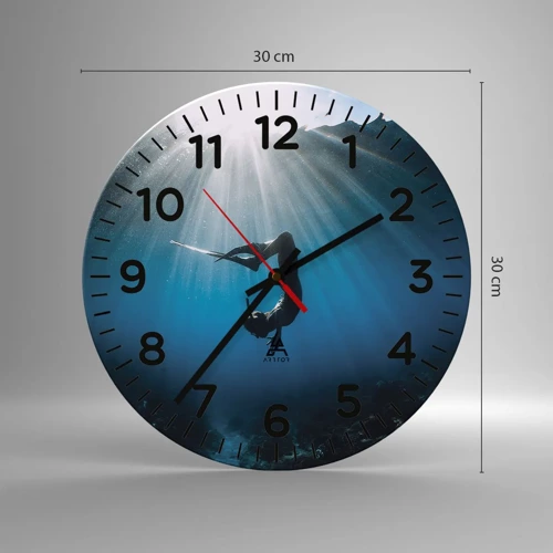 Wall clock - Clock on glass - Underwater dance - 30x30 cm