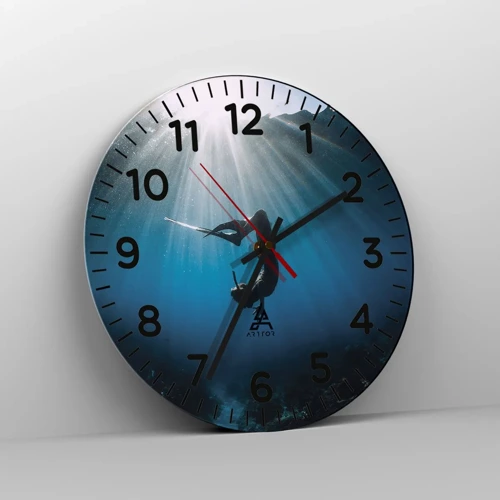 Wall clock - Clock on glass - Underwater dance - 30x30 cm