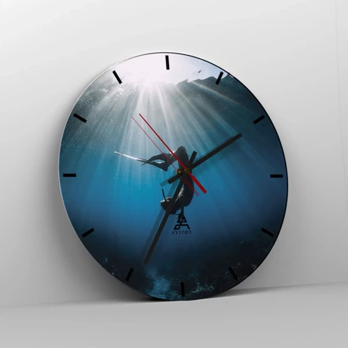 Wall clock - Clock on glass - Underwater dance - 30x30 cm