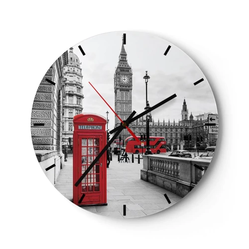Wall clock - Clock on glass - Undoubtedly London - 30x30 cm