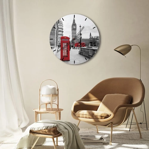 Wall clock - Clock on glass - Undoubtedly London - 30x30 cm