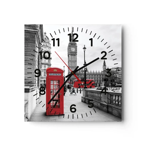 Wall clock - Clock on glass - Undoubtedly London - 40x40 cm