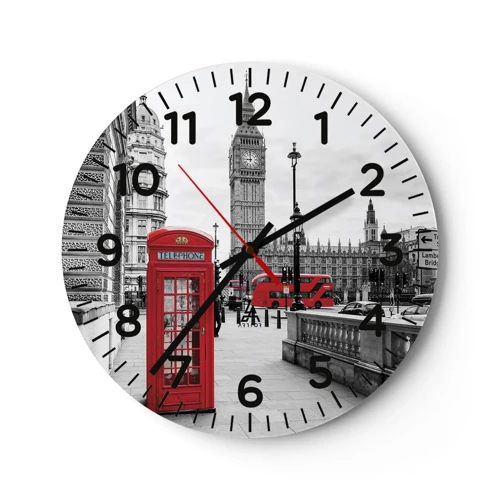 Wall clock - Clock on glass - Undoubtedly London - 40x40 cm