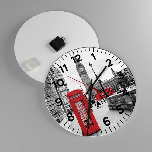 Wall clock - Clock on glass - Undoubtedly London - 40x40 cm