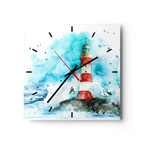 Wall clock - Clock on glass - Unity of Elements - 40x40 cm