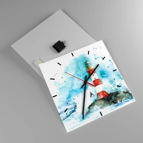 Wall clock - Clock on glass - Unity of Elements - 40x40 cm