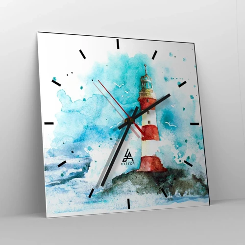 Wall clock - Clock on glass - Unity of Elements - 40x40 cm