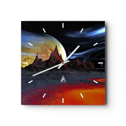 Wall clock - Clock on glass - Unknown World - 30x30 cm