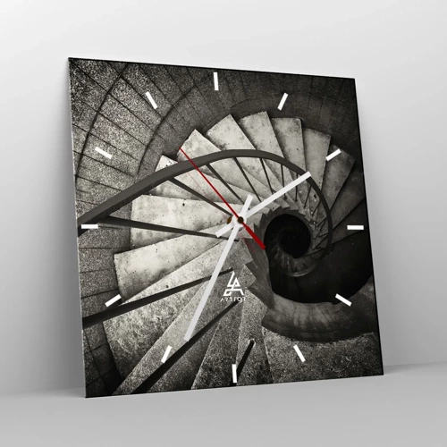 Wall clock - Clock on glass - Up the Stairs and Down the Stairs - 30x30 cm