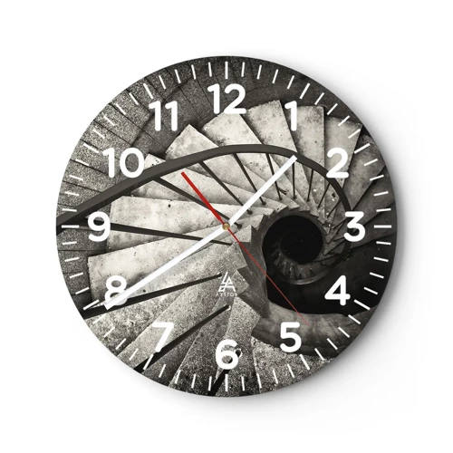 Wall clock - Clock on glass - Up the Stairs and Down the Stairs - 30x30 cm
