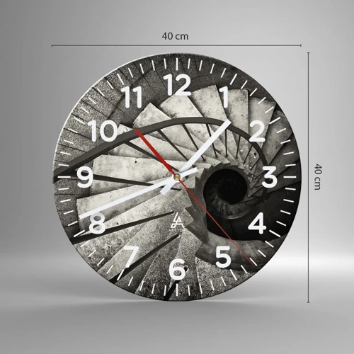 Wall clock - Clock on glass - Up the Stairs and Down the Stairs - 40x40 cm