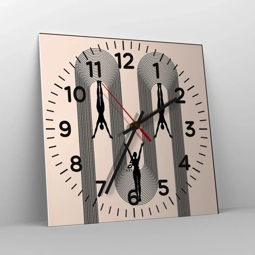 Wall clock - Clock on glass - Upside Down - 30x30 cm