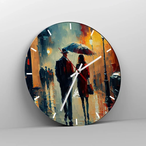 Wall clock - Clock on glass - Urban Love Story - 30x30 cm