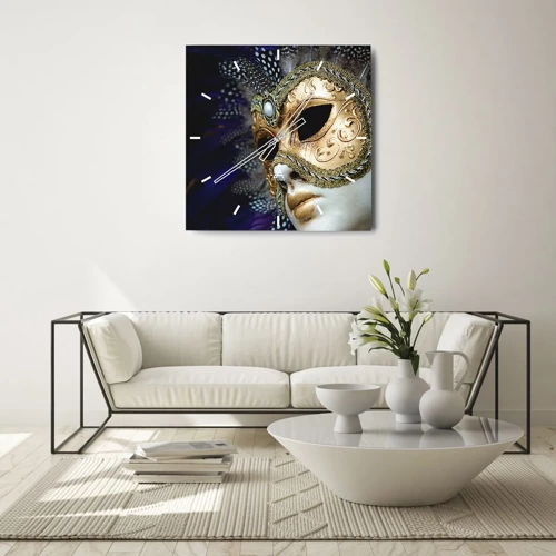 Wall clock - Clock on glass - Venetian Portrait In Gold - 30x30 cm