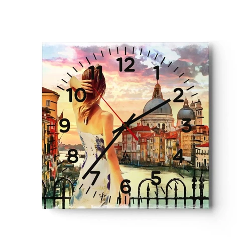 Wall clock - Clock on glass - Venice Adventure - 30x30 cm