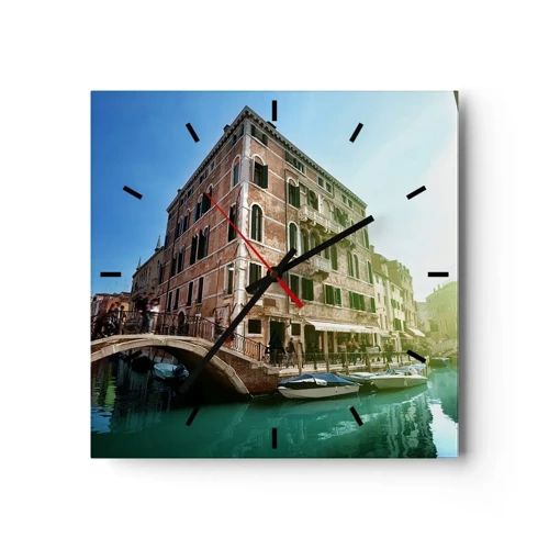 Wall clock - Clock on glass - Venice - Amore Mio - 30x30 cm