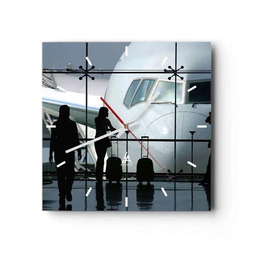 Wall clock - Clock on glass - Via a Vis at the Aiport - 30x30 cm