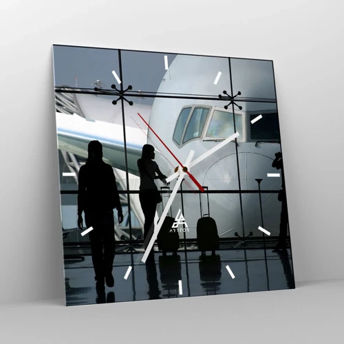 Wall clock - Clock on glass - Via a Vis at the Aiport - 30x30 cm