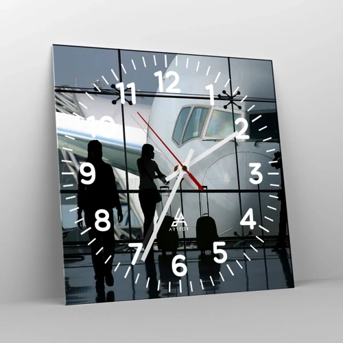 Wall clock - Clock on glass - Via a Vis at the Aiport - 30x30 cm