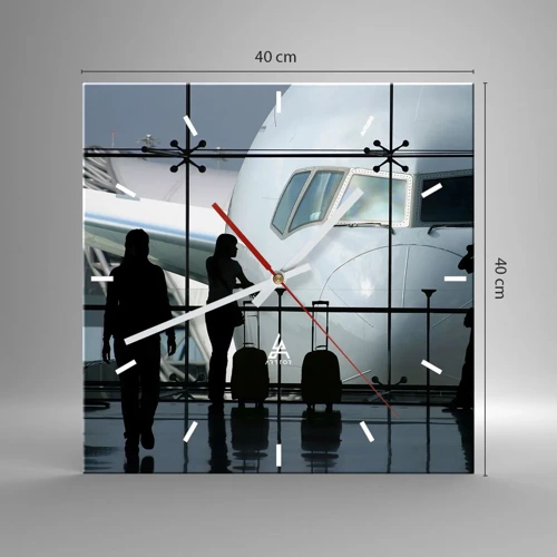 Wall clock - Clock on glass - Via a Vis at the Aiport - 40x40 cm