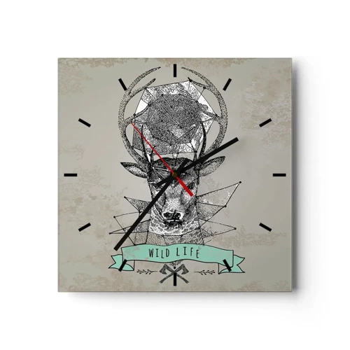 Wall clock - Clock on glass - Vision of St Hubert - 30x30 cm