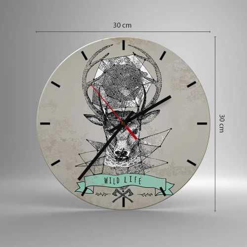 Wall clock - Clock on glass - Vision of St Hubert - 30x30 cm