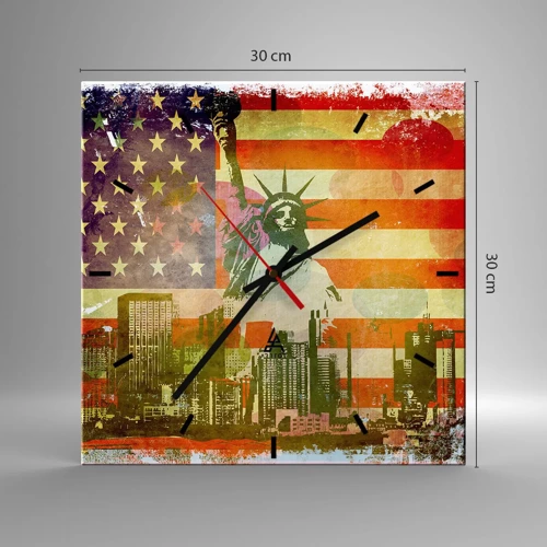 Wall clock - Clock on glass - Viva America! - 30x30 cm