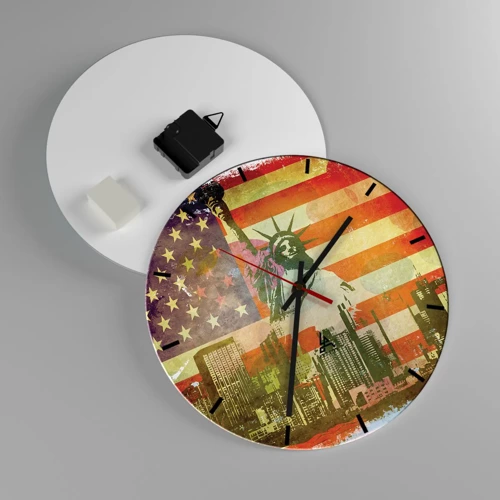 Wall clock - Clock on glass - Viva America! - 30x30 cm