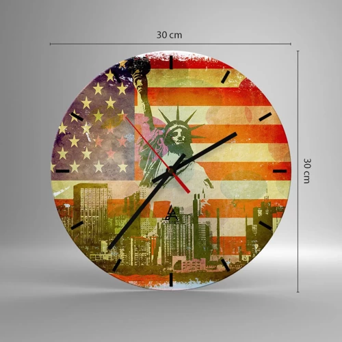 Wall clock - Clock on glass - Viva America! - 30x30 cm