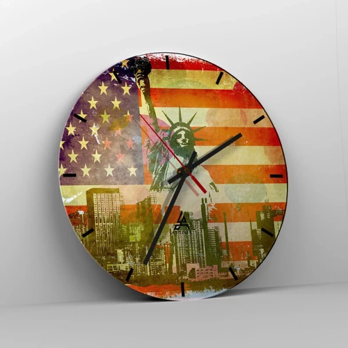 Wall clock - Clock on glass - Viva America! - 30x30 cm