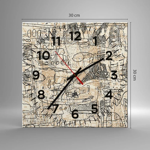 Wall clock - Clock on glass - Waiting to Be Decoded - 30x30 cm