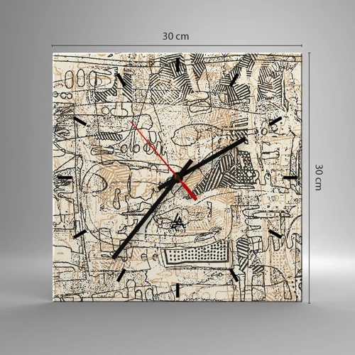 Wall clock - Clock on glass - Waiting to Be Decoded - 30x30 cm