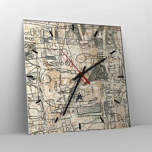 Wall clock - Clock on glass - Waiting to Be Decoded - 30x30 cm