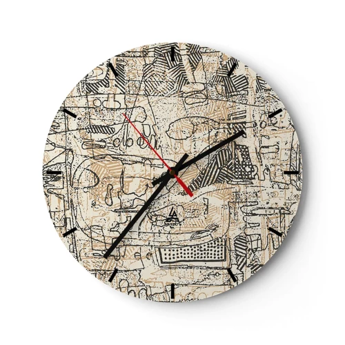 Wall clock - Clock on glass - Waiting to Be Decoded - 30x30 cm