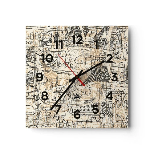 Wall clock - Clock on glass - Waiting to Be Decoded - 40x40 cm