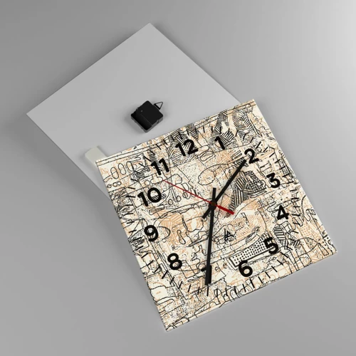 Wall clock - Clock on glass - Waiting to Be Decoded - 40x40 cm