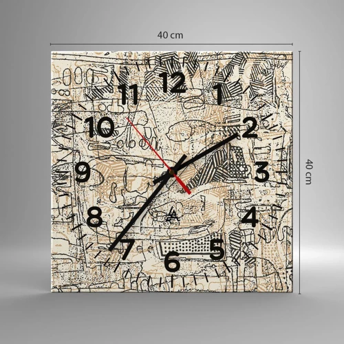 Wall clock - Clock on glass - Waiting to Be Decoded - 40x40 cm