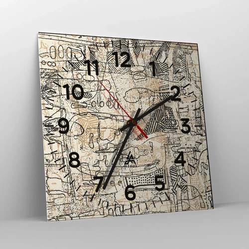 Wall clock - Clock on glass - Waiting to Be Decoded - 40x40 cm