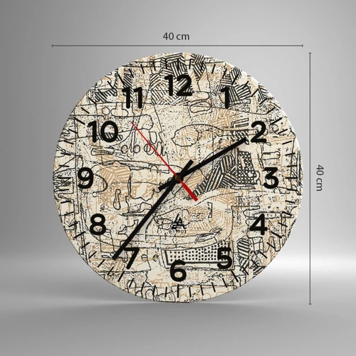 Wall clock - Clock on glass - Waiting to Be Decoded - 40x40 cm