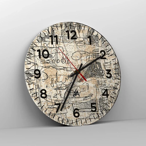 Wall clock - Clock on glass - Waiting to Be Decoded - 40x40 cm