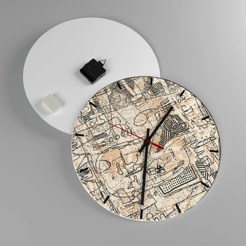Wall clock - Clock on glass - Waiting to Be Decoded - 40x40 cm