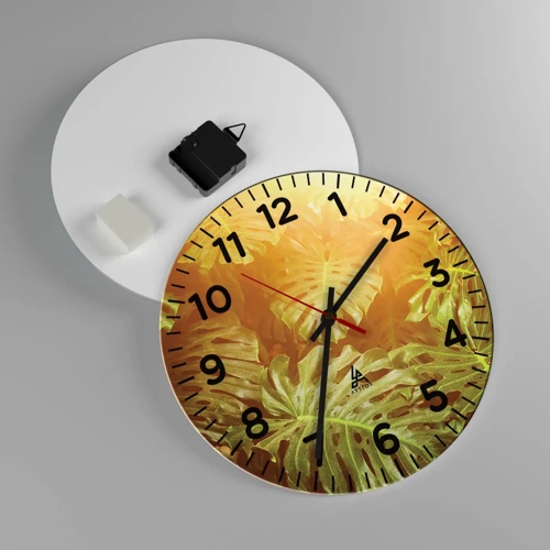 Wall clock - Clock on glass - Walking into the Green - 30x30 cm