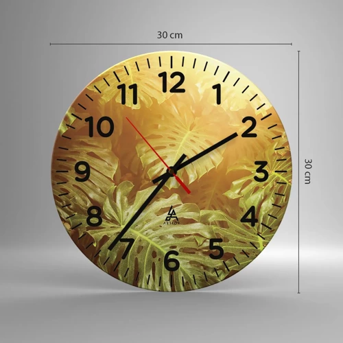 Wall clock - Clock on glass - Walking into the Green - 30x30 cm