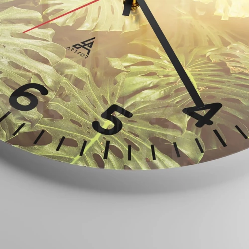 Wall clock - Clock on glass - Walking into the Green - 30x30 cm