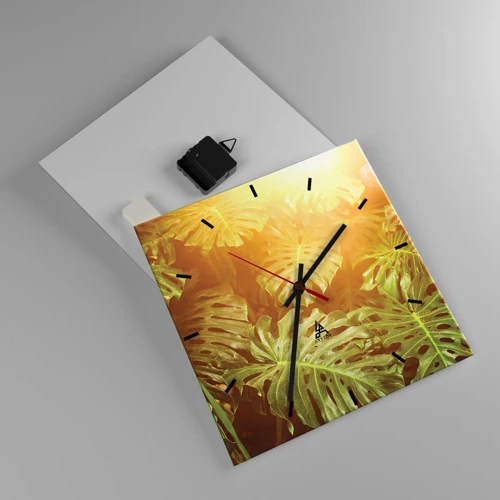 Wall clock - Clock on glass - Walking into the Green - 30x30 cm