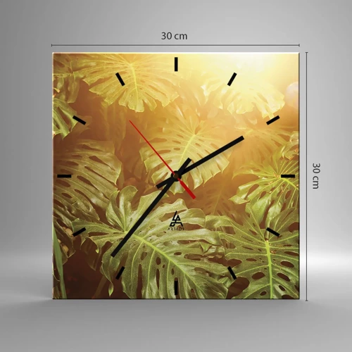 Wall clock - Clock on glass - Walking into the Green - 30x30 cm