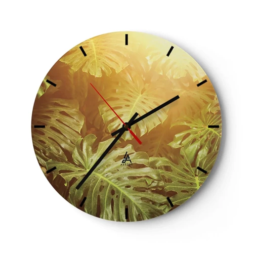 Wall clock - Clock on glass - Walking into the Green - 30x30 cm