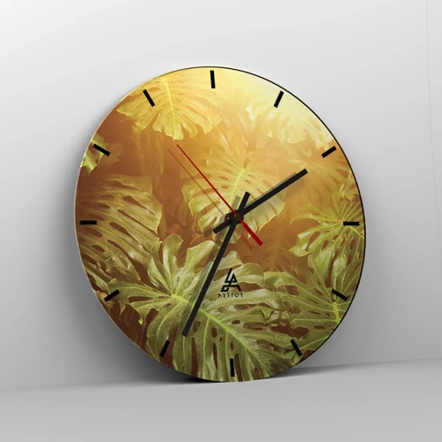 Wall clock - Clock on glass - Walking into the Green - 30x30 cm