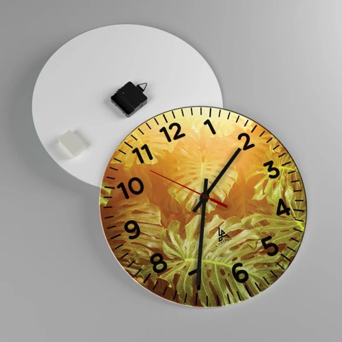 Wall clock - Clock on glass - Walking into the Green - 40x40 cm